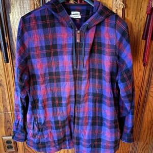 Vintage L.L. Bean Red and Blue Plaid Hooded Jacket Mens XL